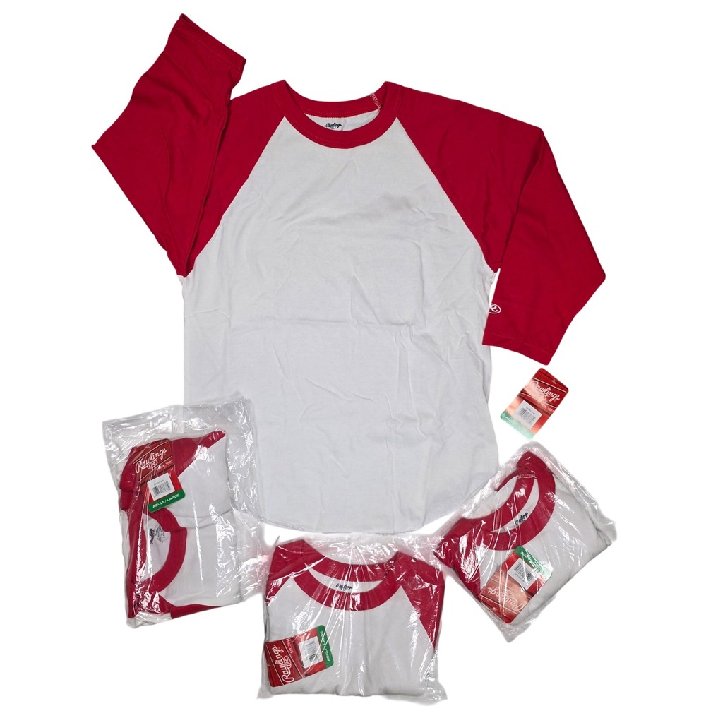 Rawlings Baseball Raglan Shirt Set of 4 3/4 Sleeve L Sporty Performance Training